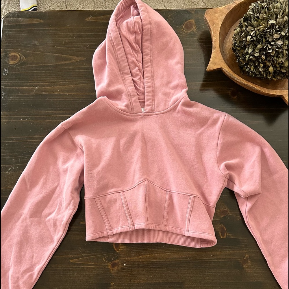 hollister social tourist pink cropped hoodie